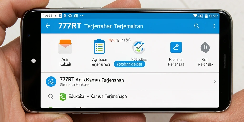 Tampilan antarmuka aplikasi Kamus Terjemahan 777RT yang informatif.