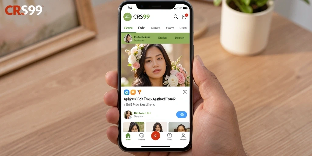 Antarmuka utama aplikasi CRS99 untuk Edit Foto Aesthetic.