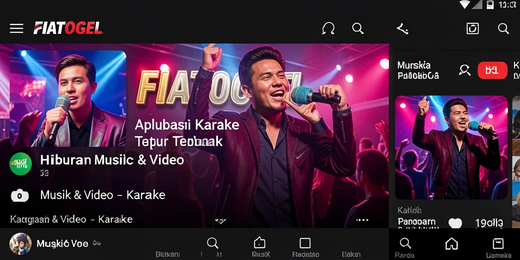 Antarmuka FIATOGEL yang ramah pengguna dengan tampilan lagu dan lirik.