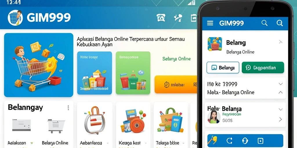 Tampilan antarmuka aplikasi GIM999 untuk belanja online yang user-friendly.