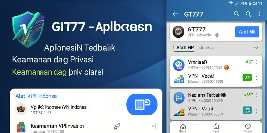 Screenshot aplikasi GT777 menampilkan fitur antarmuka VPN yang user-friendly.