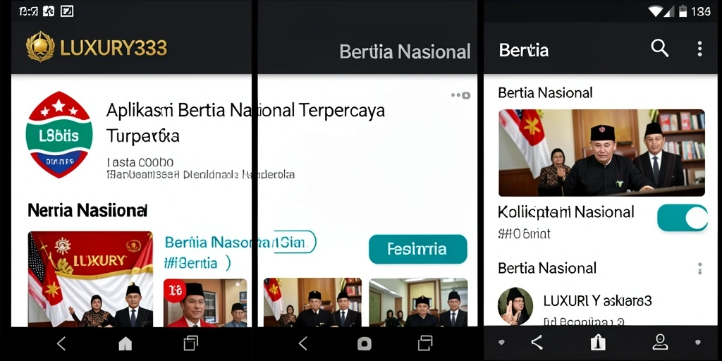 Tampilan antarmuka utama aplikasi LUXURY333 yang menampilkan berita terkini.