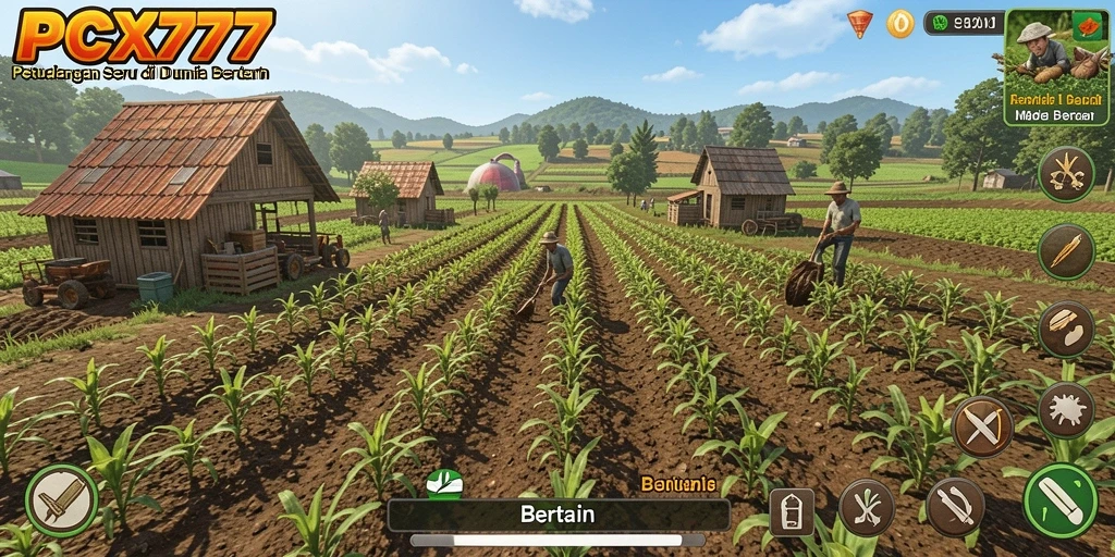 Tampilan antarmuka game Bertani yang menarik dan interaktif.