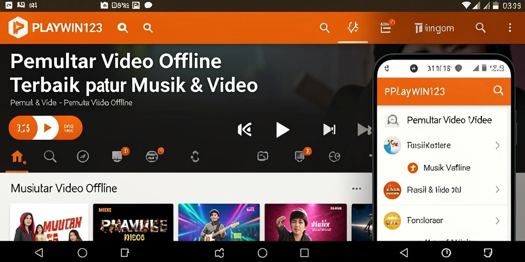 Tampilan antarmuka utama dari PLAYWIN123 sebagai Pemutar Video Offline.