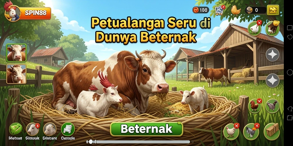 Tampilan antarmuka SPIN88 yang menarik dengan fitur beternak yang lengkap.
