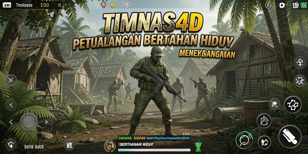 Antarmuka utama TIMNAS4D yang menampilkan elemen bertahan hidup yang mendebarkan.