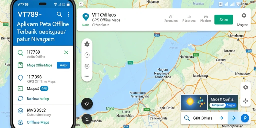 Antarmuka aplikasi GPS Offline Maps VT789 yang user-friendly.
