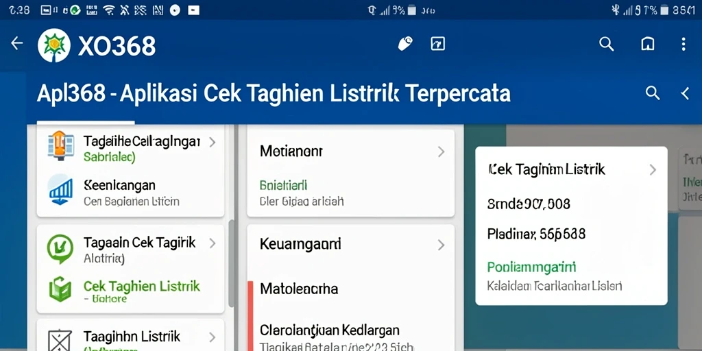 Tampilan antarmuka aplikasi Cek Tagihan Listrik XO368 yang intuitif.